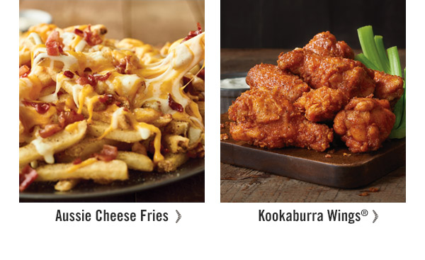 Aussie Cheese Fries and Kookaburra Wings