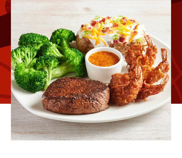 You've scored! With our Steak 'N Mate Combos, you can get your favorite Outback steak AND pair it with your choice of shrimp, twisted ribs or lobster. Order now at Outback.com.