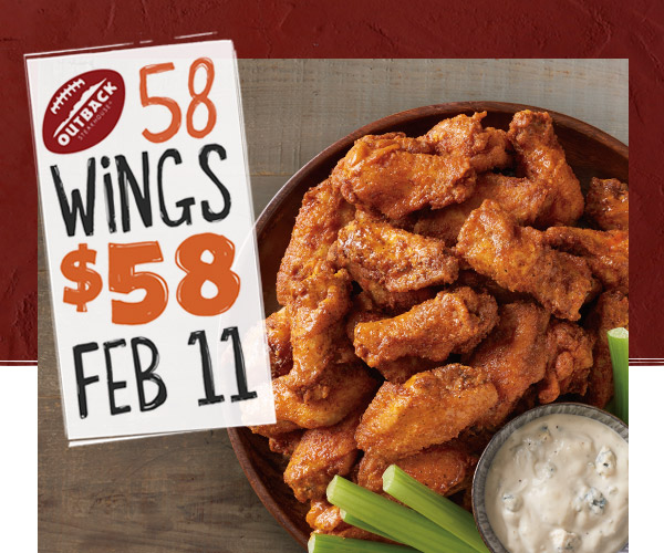 58 Wings For $58 Feb 11