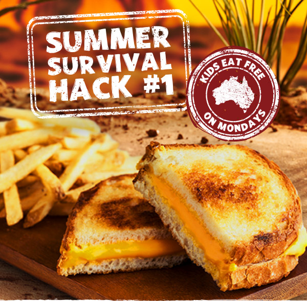 SUMMER SURVIVAL HACK #1 . KIDS EAT FREE ON MONDAYS